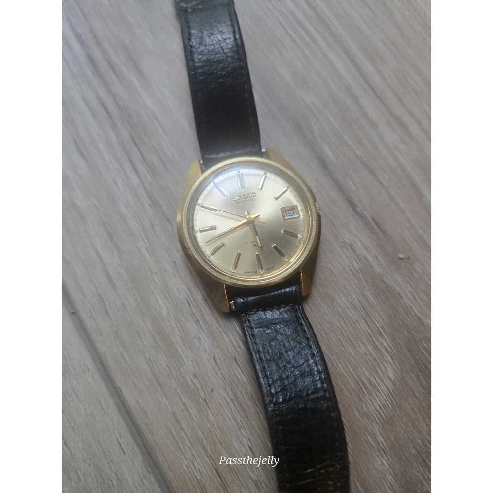 Seiko Watch Mens Vintage 7025-8099 Automatic 17 Jewels Gold Tone Date Japan 1974